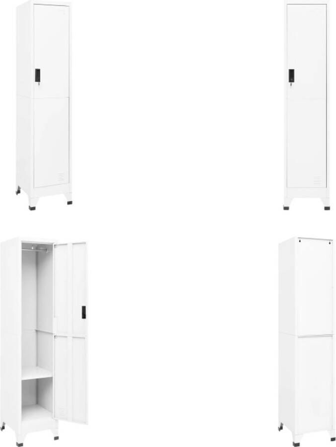 VidaXL Lockerkast 38x45x180 cm staal wit Lockerkast Lockerkasten Opbergkast Kast