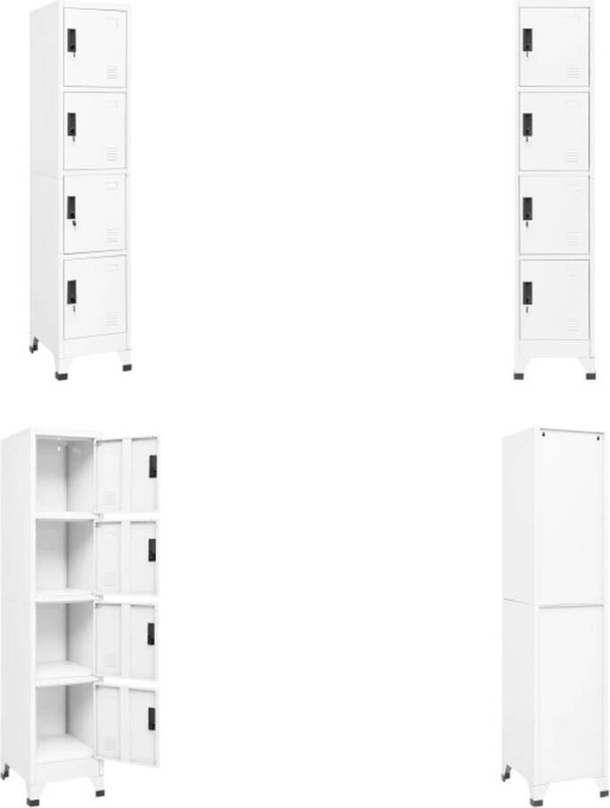 VidaXL Lockerkast 38x45x180 cm staal wit Lockerkast Lockerkasten Opbergkast Locker