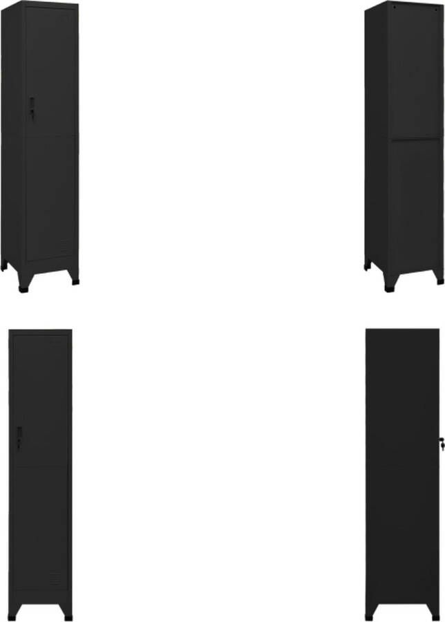 VidaXL Lockerkast 38x45x180 cm staal zwart Lockerkast Lockerkasten Opbergkast Kast
