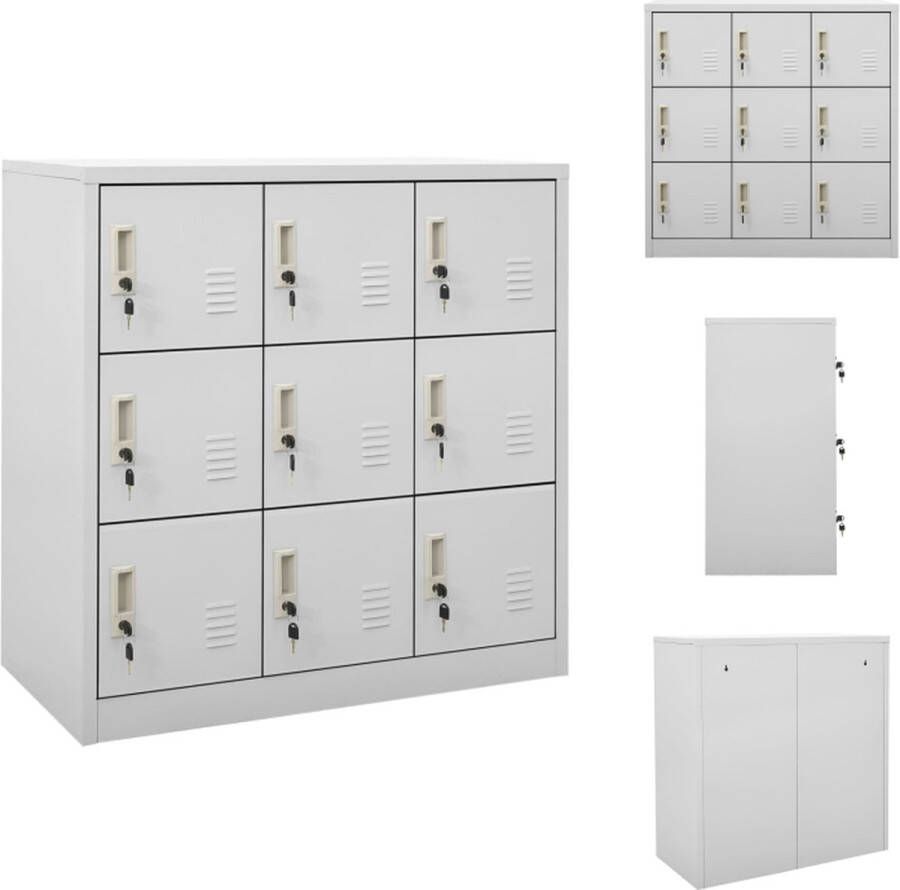 VidaXL Lockerkast 9 compartimenten 90x45x92.5 cm lichtgrijs Staal Kast