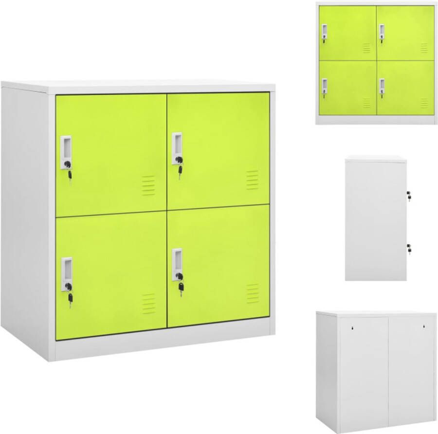 VidaXL Lockerkast 90 x 45 x 92.5 cm Staal Lichtgrijs Groen Met sloten Kast