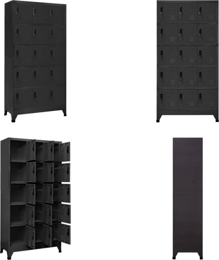 VidaXL Lockerkast 90x40x180 cm staal antracietkleurig Lockerkast Lockerkasten Opbergkast Kast