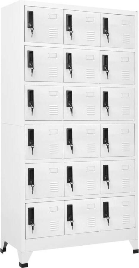 VidaXL Lockerkast staal wit 90x40x180 cm Lockerkast Opbergkast Metalen Kast Staalkast Wit Kast Office Furniture Schools Lockers Storage Solutions - Foto 2