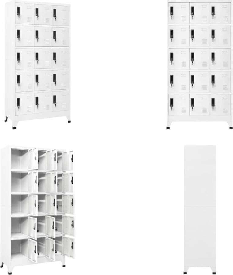 VidaXL Lockerkast 90x40x180 cm staal wit Lockerkast Lockerkasten Opbergkast Kast