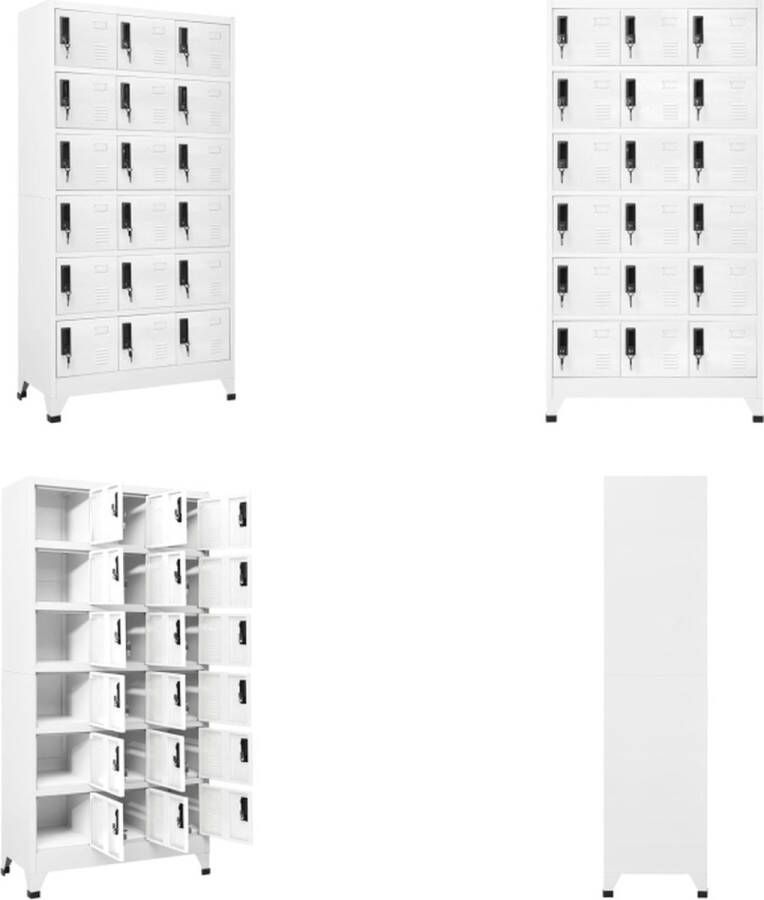 VidaXL Lockerkast 90x40x180 cm staal wit Lockerkast Lockerkasten Opbergkast Kast