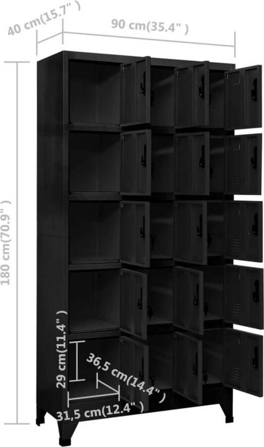 Vida XL Lockerkast 90x40x180 cm staal zwart SKU: V339830
