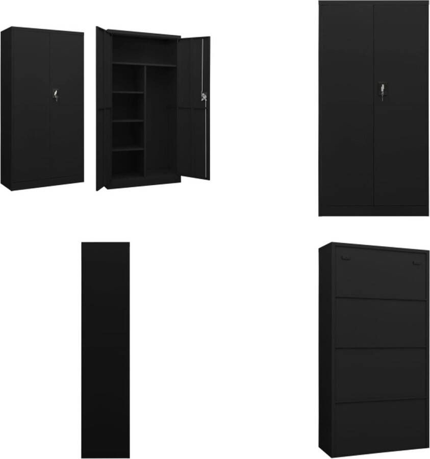 VidaXL Lockerkast 90x40x180 cm staal zwart Lockerkast Lockerkasten Locker Kast Locker Kasten