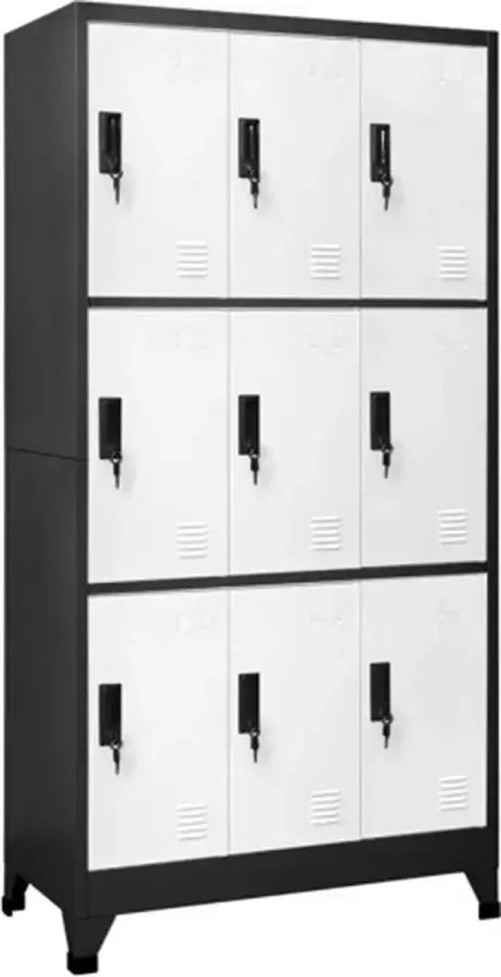 Vida XL Lockerkast 90x45x180 cm staal antracietkleurig en wit SKU: V339808 - Foto 3