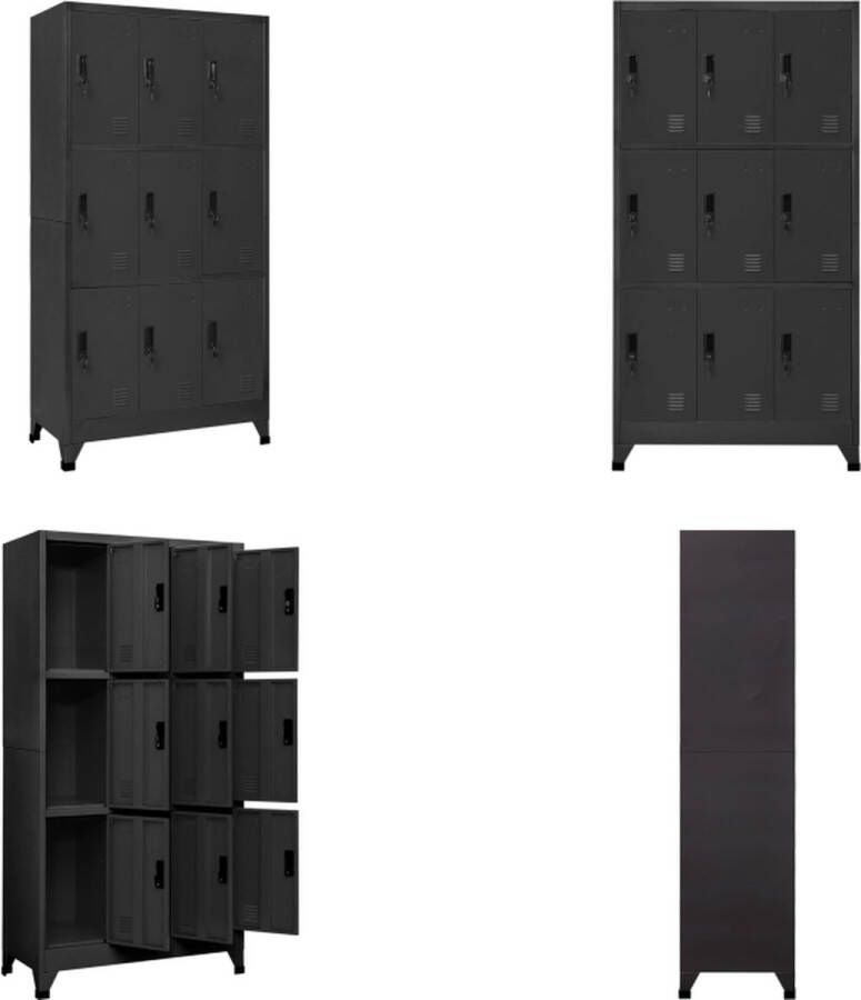 VidaXL Lockerkast 90x45x180 cm staal antracietkleurig Lockerkast Lockerkasten Opbergkast Kast