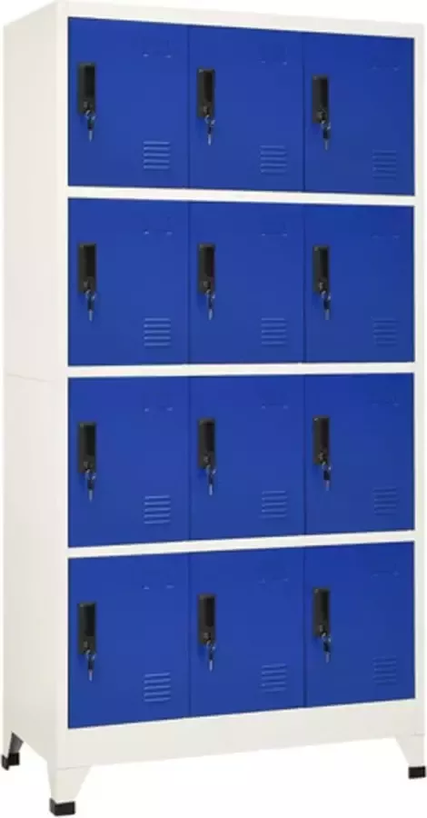 VidaXL -Lockerkast-90x45x180-cm-staal-grijs-en-blauw - Foto 3