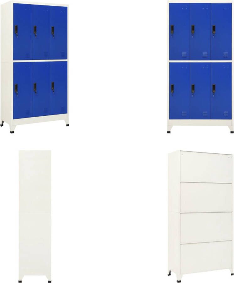 VidaXL Lockerkast 90x45x180 cm staal grijs en blauw Lockerkast Lockerkasten Opbergkast Kast