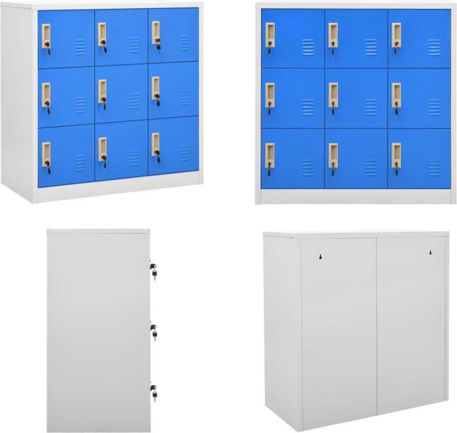 vidaXL Lockerkast 90x45x92-5 cm staal lichtgrijs en blauw Lockerkast Lockerkasten Locker Kast Locker Kasten