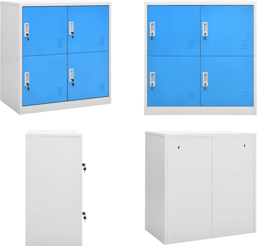 VidaXL Lockerkast 90x45x92-5 cm staal lichtgrijs en blauw Lockerkast Lockerkasten Locker Kast Locker Kasten