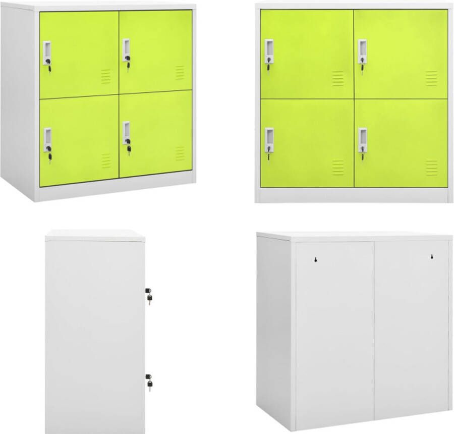 VidaXL Lockerkast 90x45x92-5 cm staal lichtgrijs en groen Lockerkast Lockerkasten Locker Kast Locker Kasten