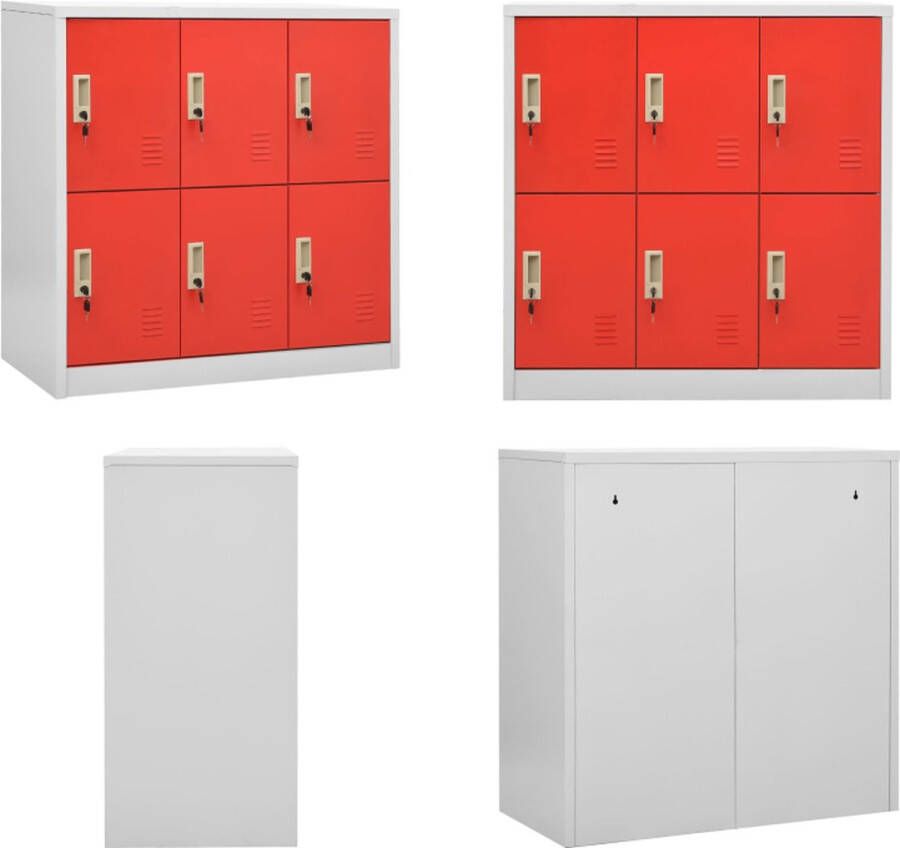 VidaXL Lockerkast 90x45x92-5 cm staal lichtgrijs en rood Lockerkast Lockerkasten Locker Kast Locker Kasten