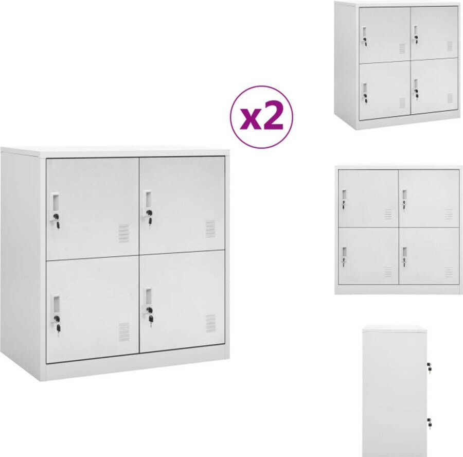 VidaXL Lockerkast Lichtgrijs Staal 90x45x92.5 cm Met sloten 4 lockers Kast