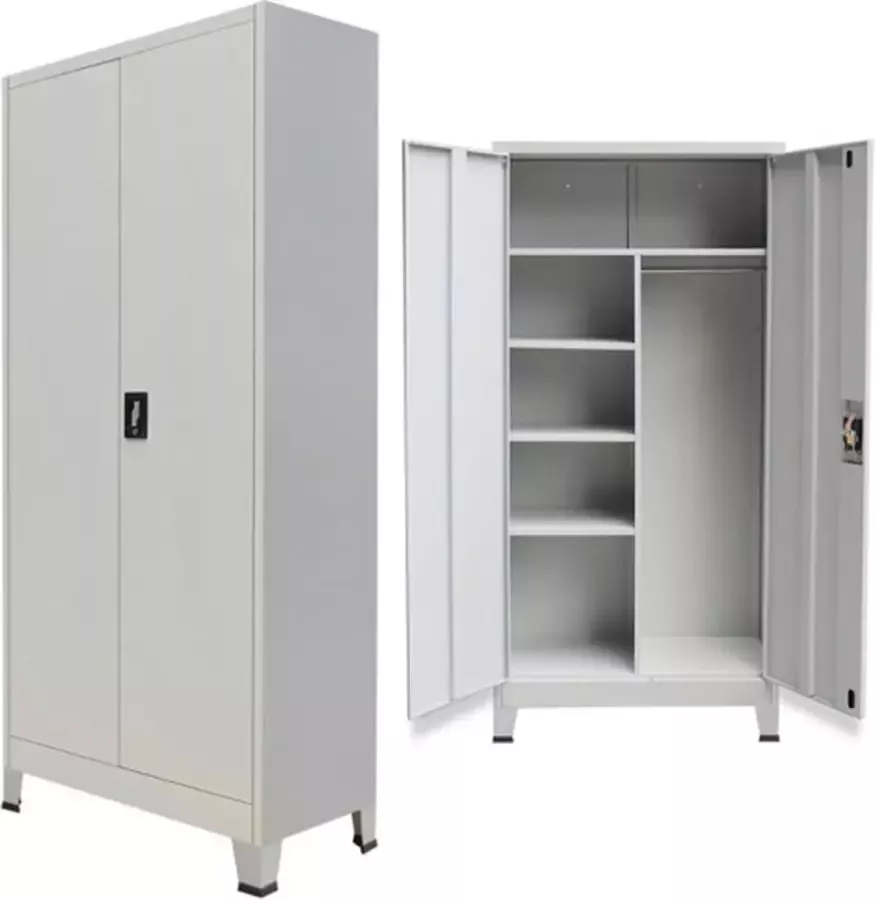 VIDAXL Lockerkast met 2 deuren 90x40x180 cm staal grijs - Foto 2