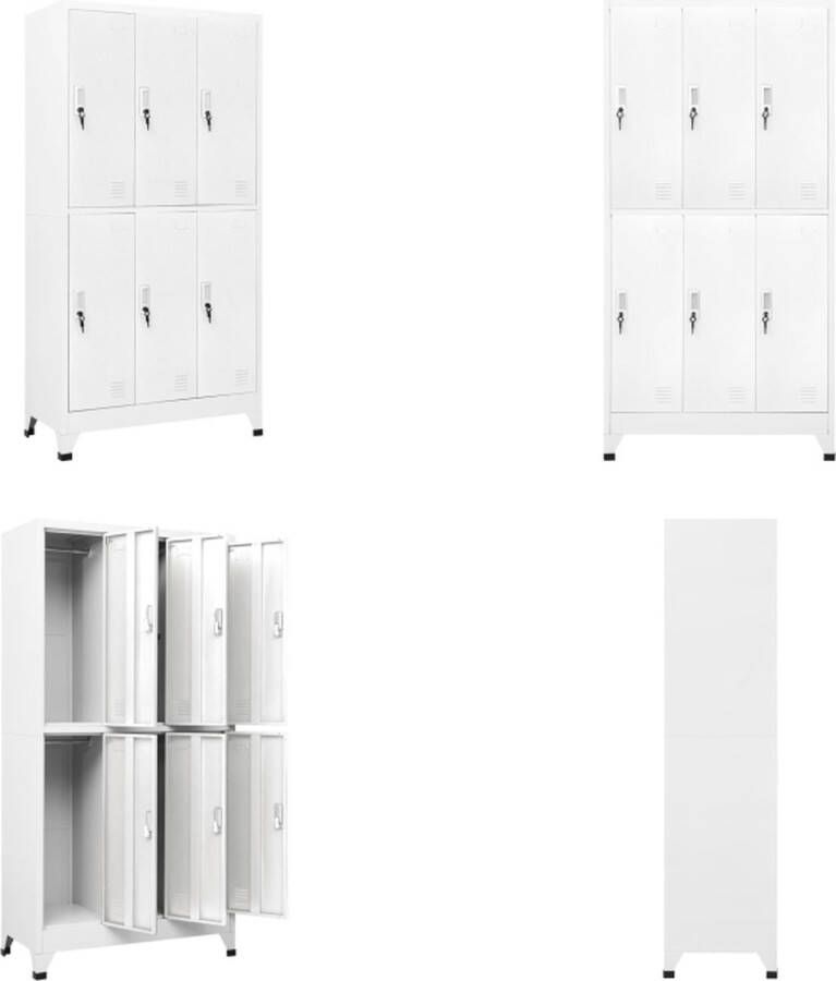 VidaXL Lockerkast met 6 vakken 90x45x180 cm staal grijs Lockerkast Lockerkasten Locker Kast Locker Kasten