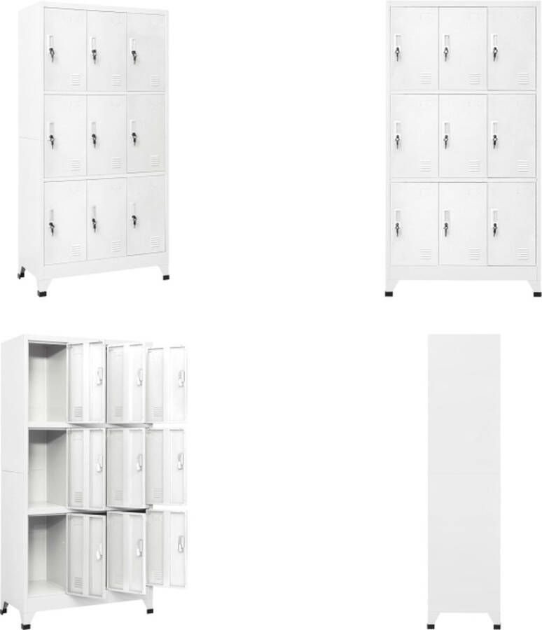 VidaXL Lockerkast met 9 vakken 90x45x180 cm staal grijs Lockerkast Lockerkasten Locker Kast Locker Kasten