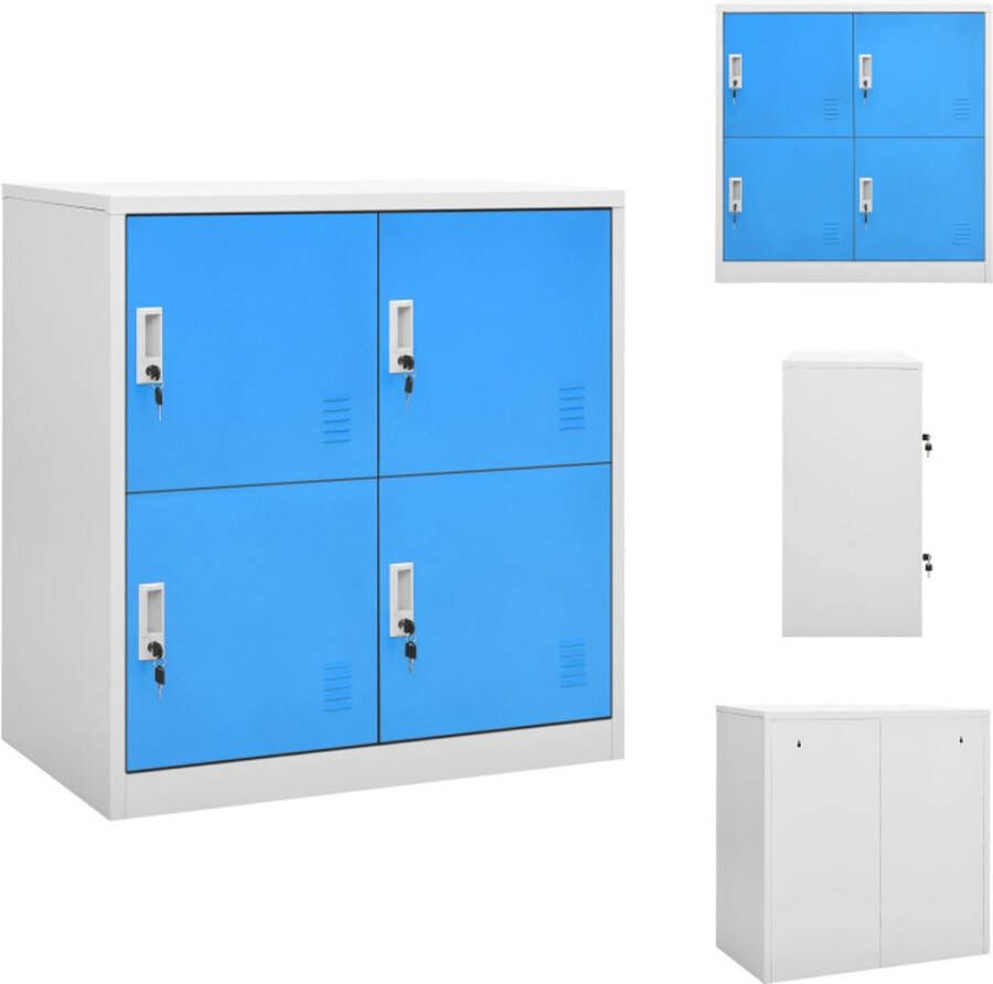 VidaXL Lockerkast Lockerkasten Locker Kast Locker Kasten Lockerkast 90x45x92 5 cm staal lichtgrijs en blauw