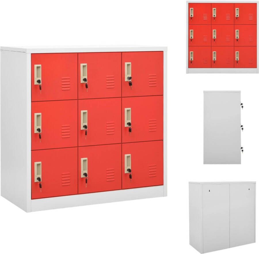 VidaXL Lockerkast Lockerkasten Locker Kast Locker Kasten Lockerkast 90x45x92 5 cm staal lichtgrijs en rood