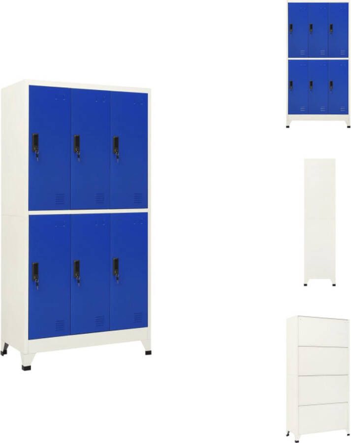 VidaXL Lockerkast Lockerkasten Opbergkast Kast Lockerkast 90x45x180 cm staal grijs en blauw