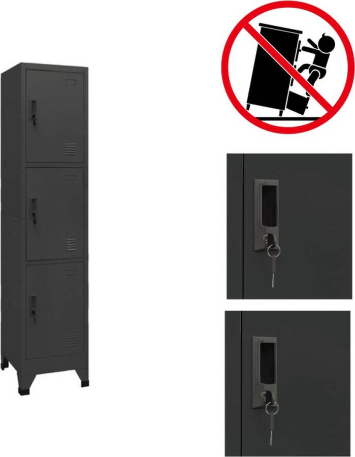 VidaXL Lockerkast Lockerkasten Opbergkast Kast Lockerkast 38x45x180 cm staal antracietkleurig - Foto 2