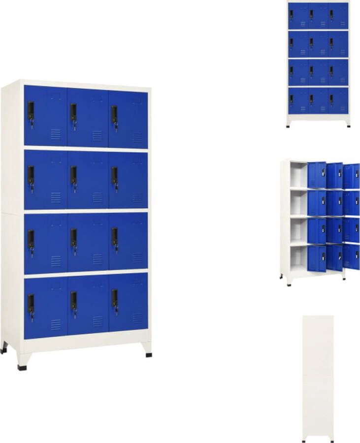 VidaXL Lockerkast Opbergkast 90x45x180 cm Staal Grijs Blauw Kast