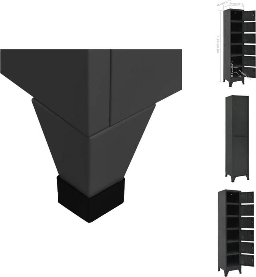 VidaXL Lockerkast Lockerkasten Opbergkast Kast Lockerkast 38x40x180 cm staal antracietkleurig - Foto 2