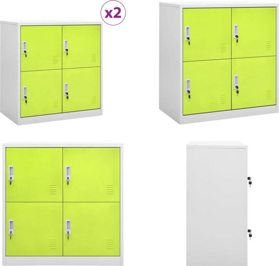 VidaXL Lockerkasten 2 st 90x45x92-5 cm staal lichtgrijs en groen Lockerkast Lockerkasten Locker Kast Locker Kasten