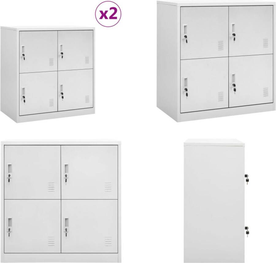 VidaXL Lockerkasten 2 st 90x45x92-5 cm staal lichtgrijs Lockerkast Lockerkasten Locker Kast Locker Kasten