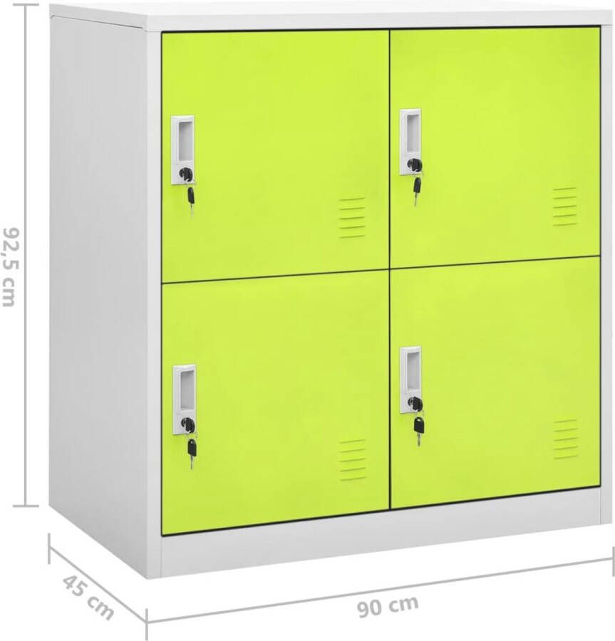 VidaXL -Lockerkasten-5-st-90x45x92 5-cm-staal-lichtgrijs-en-groen