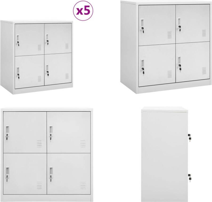 VidaXL Lockerkasten 5 st 90x45x92-5 cm staal lichtgrijs Lockerkast Lockerkasten Locker Kast Locker Kasten