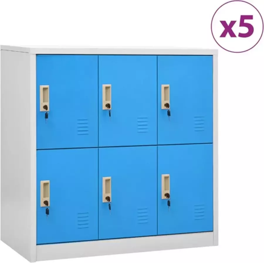 VidaXL -Lockerkasten-5-st-90x45x92 5-cm-staal-lichtgrijs-en-blauw - Foto 1