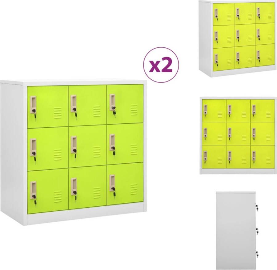 VidaXL Lockerkasten Opbergkast 90 x 45 x 92.5 cm Lichtgrijs Groen Staal Kast