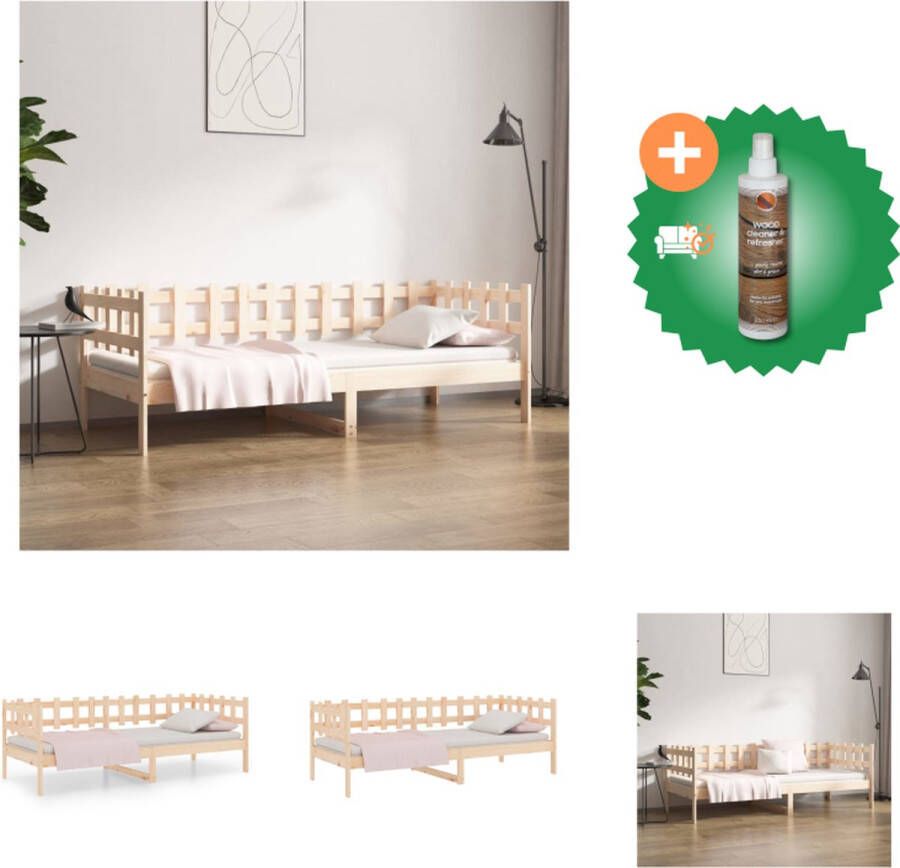 VidaXL Slaapbank Logeerbed Grenenhout 3-zijdig bedhek Gelat ontwerp Veelzijdig Extra opbergruimte 203.5 x 96 x 68.5 cm Geschikte matras- 90 x 200 cm Bed Inclusief Houtreiniger en verfrisser - Foto 4