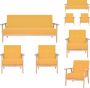 VidaXL Loungebank Geel Polyester Houten frame Set van 2 fauteuils en 1 bank Afmetingen fauteuil- 64.5 x 67 x 73.5 cm Afmetingen bank- 158 x 67 x 73.5 cm Zithoogte- 37 cm Armleuninghoogte- 51 cm Bank - Thumbnail 2