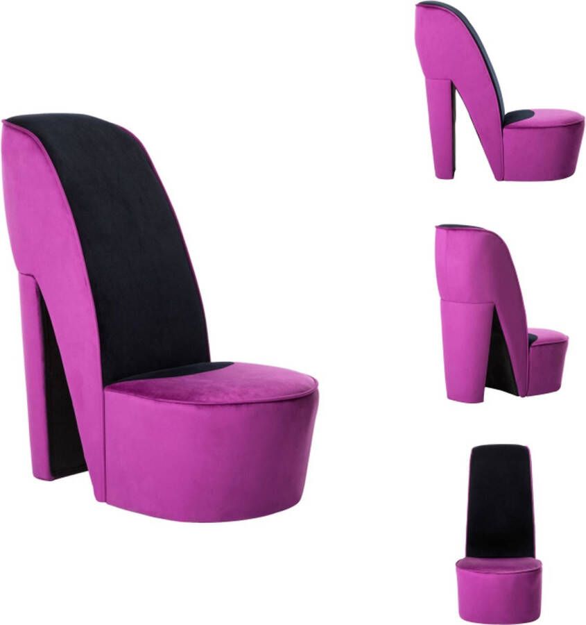 VidaXL Loungestoel Hakschoen 43x82.5x85.5 cm Fluweel Paars Zwart Fauteuil