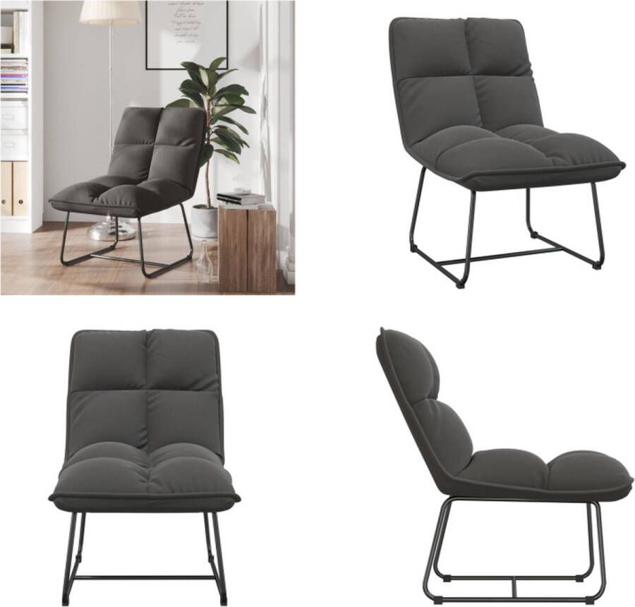 VidaXL Loungestoel met metalen frame fluweel donkergrijs Loungestoel Loungestoelen Vrijetijds Stoel Vrijetijds Stoelen