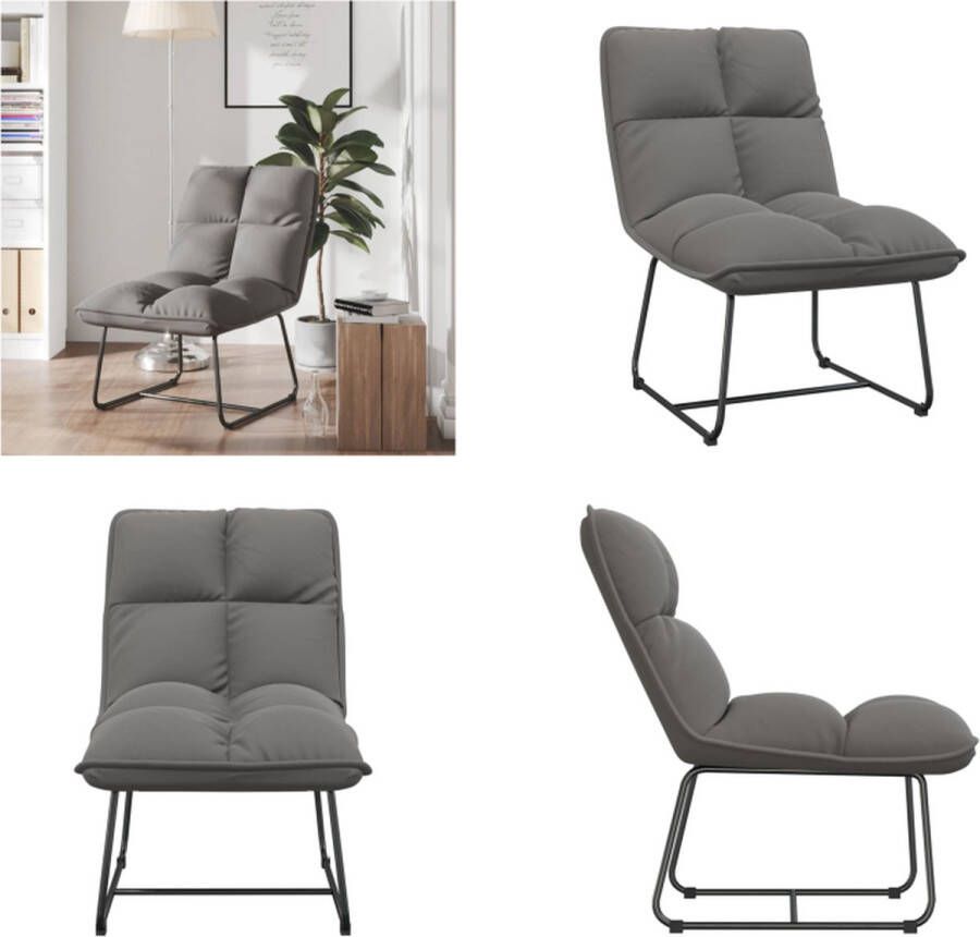 VidaXL Loungestoel met metalen frame fluweel lichtgrijs Loungestoel Loungestoelen Vrijetijds Stoel Vrijetijds Stoelen