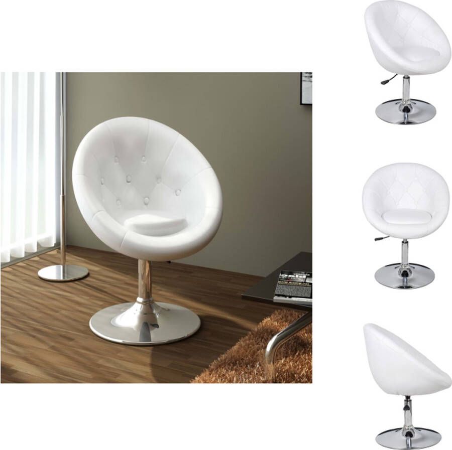 VidaXL Loungestoel Verstelbaar Staal Gepolijst chroom 61 x 58 x (80-93) cm Wit Barkruk