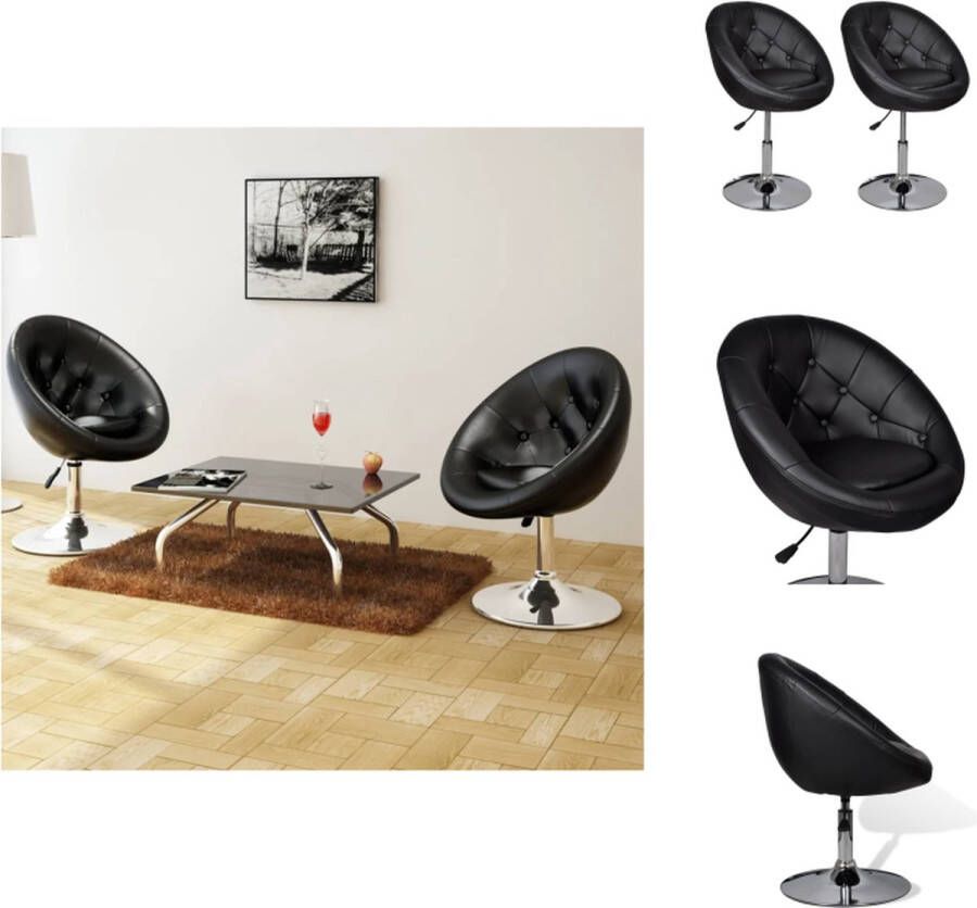 VidaXL Loungestoel Zwart Verstelbaar Stalen Frame Gepolijste Chromen Afwerking 61x58x80-93cm Zitting- 44x34cm Basis- 45cm Hoogte Verstelling- 13cm Barkruk - Foto 2