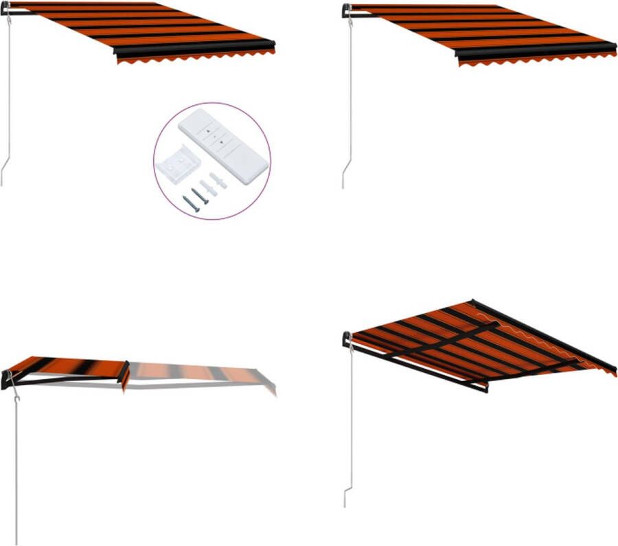 VidaXL Luifel automatisch uittrekbaar 350x250 cm oranje en bruin Uittrekbare Luifel Uittrekbare Luifels Uitschuifbare Luifel Uitschuifbare Luifels