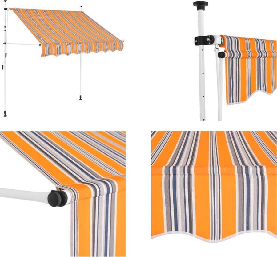 VidaXL Luifel handmatig uittrekbaar 150 cm geel en blauwe strepen Uitschuifbare Luifel Uitschuifbare Luifels Uittrekbare Luifel Uittrekbare Luifels