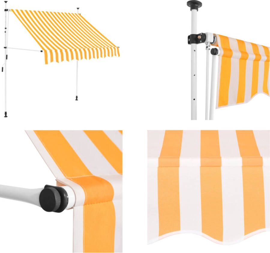 VidaXL Luifel handmatig uittrekbaar 200 cm oranje en witte strepen Uitschuifbare Luifel Uitschuifbare Luifels Uittrekbare Luifel Uittrekbare Luifels