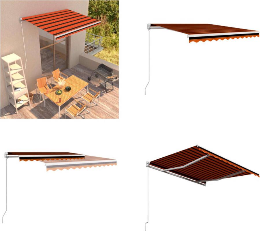 VidaXL Luifel handmatig uittrekbaar 350x250 cm oranje en bruin Uittrekbare Luifel Uittrekbare Luifels Uitschuifbare Luifel Uitschuifbare Luifels