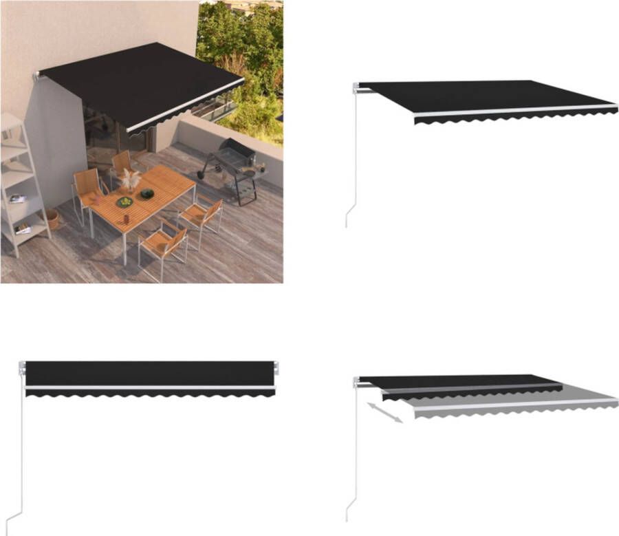 VidaXL Luifel handmatig uittrekbaar 400x350 cm antracietkleurig Uitschuifbare Luifel Uitschuifbare Luifels Uittrekbare Luifel Uittrekbare Luifels