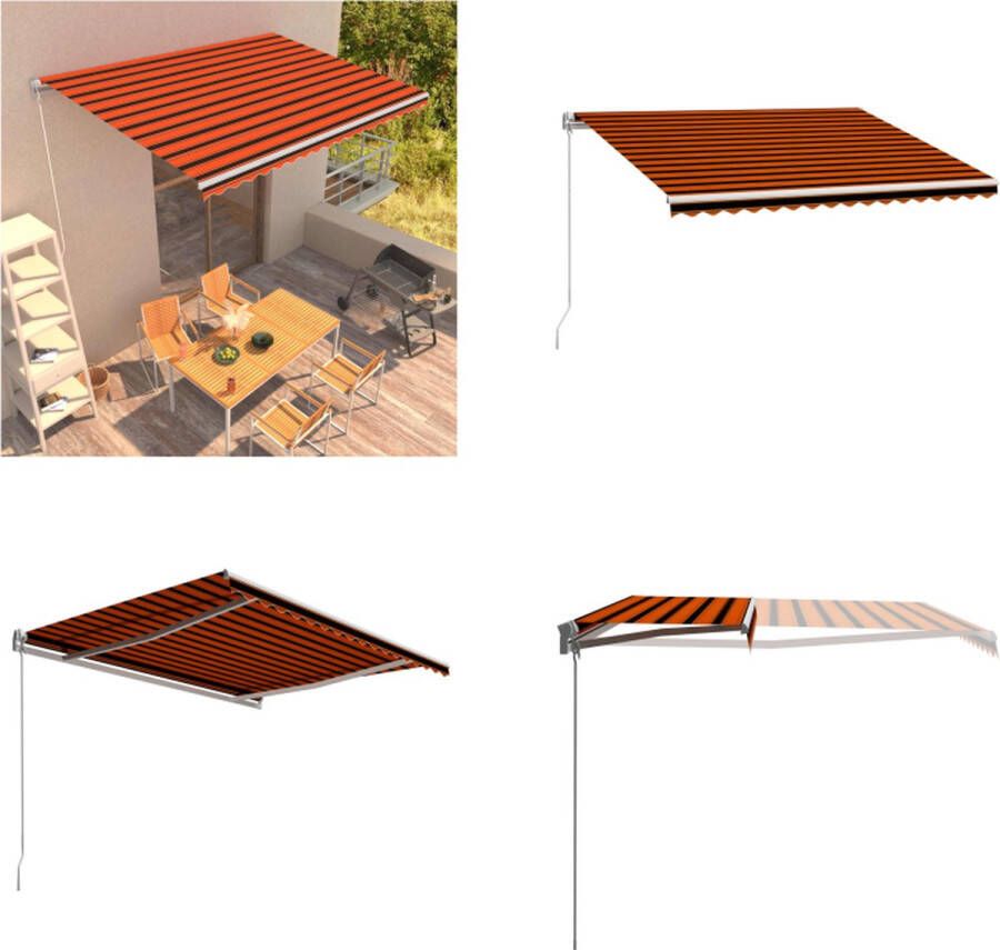 VidaXL Luifel handmatig uittrekbaar 450x300 cm oranje en bruin Uittrekbare Luifel Uittrekbare Luifels Uitschuifbare Luifel Uitschuifbare Luifels