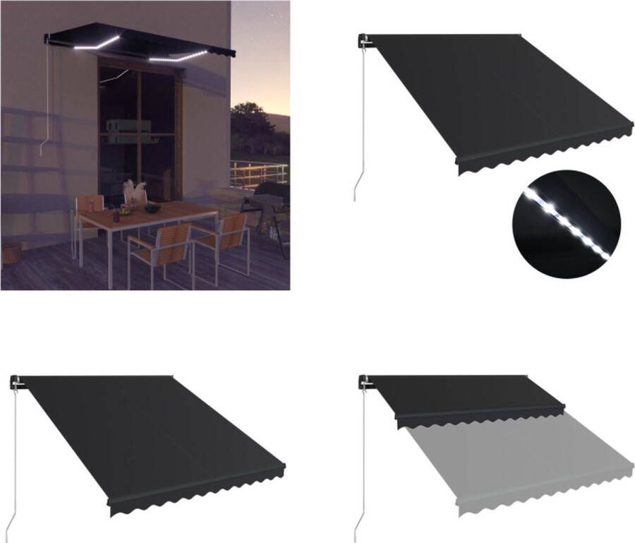 VidaXL Luifel handmatig uittrekbaar met LED 350x250 cm antraciet Uitschuifbare Luifel Uitschuifbare Luifels Uittrekbare Luifel Uittrekbare Luifels