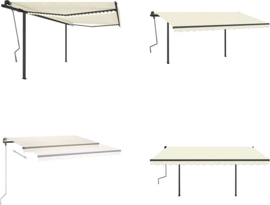 VidaXL Luifel handmatig uittrekbaar met LED 4x3-5 m crèmekleurig Uitschuifbare Luifel Uitschuifbare Luifels Uittrekbare Luifel Uittrekbare Luifels